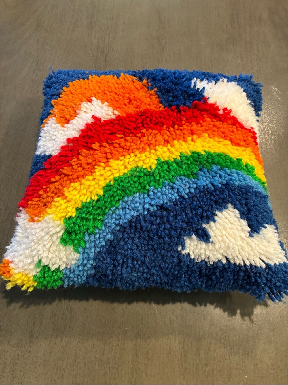 Rainbow Latch Hook Accent Pillow - Multicolor